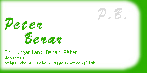 peter berar business card